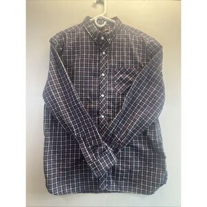 RQQBA Mens Flannel SZ XL Red Long Sleeve Plaid  Button Down Shirt Cowboy‎